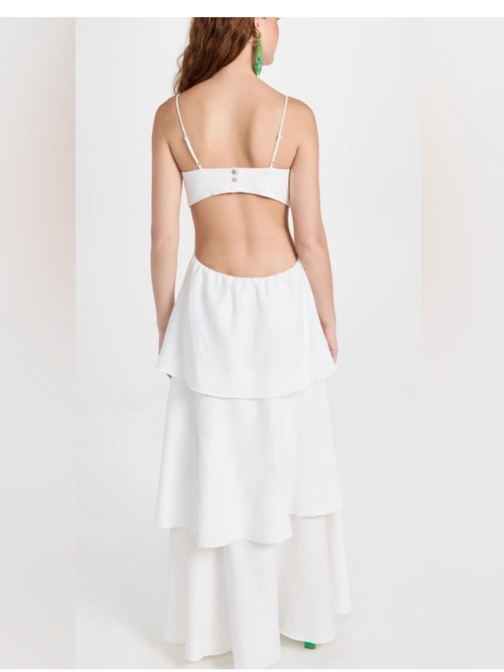 FARM Rio Off-White Tiered Maxi Dress with Front Knot - Picture 2 of 4